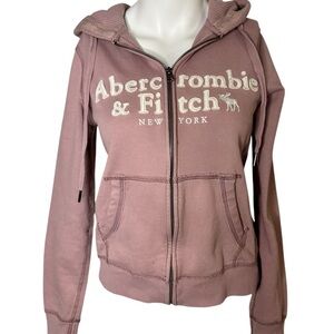 Abercrombie & Fitch Y2K Dusty Rose Pink Zip-up Hoodie